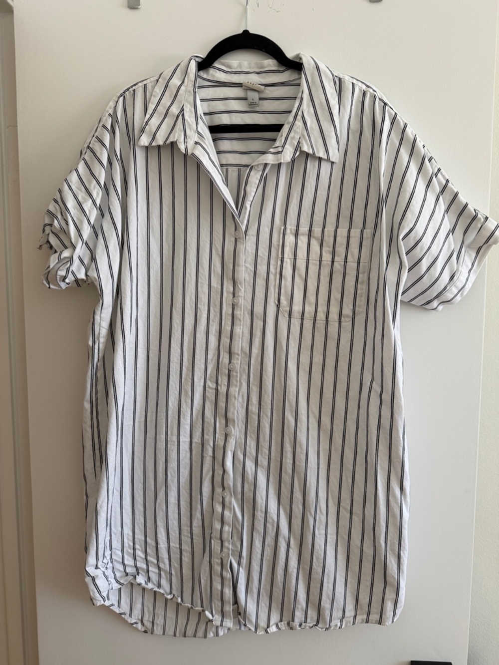 Target Style White and Black Stripe Button-Up Shirt